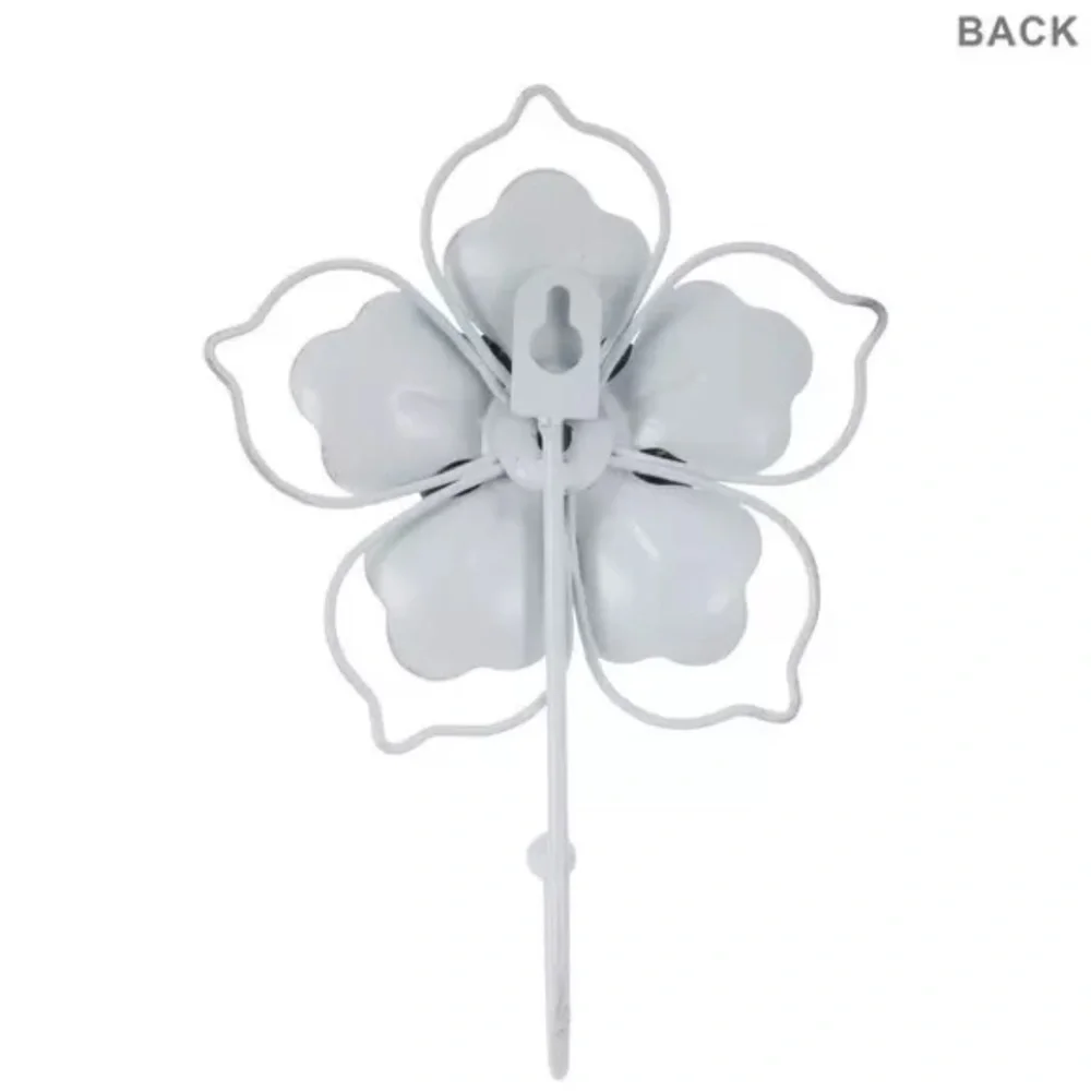 (2) White & Blue Flower Metal Wall Hook